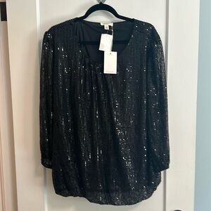 Sequins top with sheer sleeves